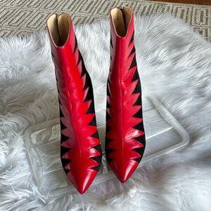Charlotte Olympia Red and Black Heeled Boots